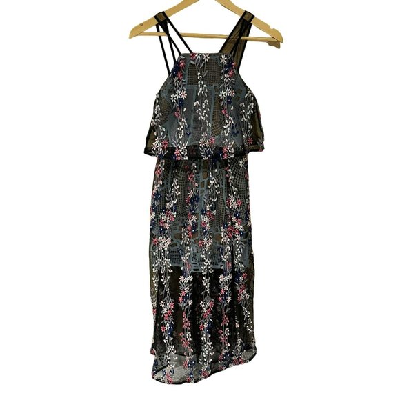 UNBRANDED Women's Floral Vine Embroidered Maxi Sleeveless Overlay Dress Size S - Picture 15 of 15